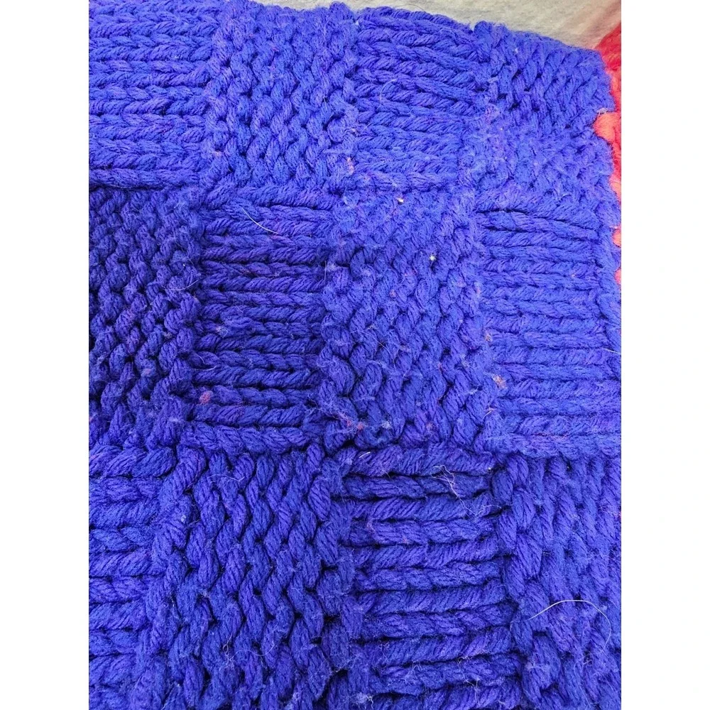 Vintage Large Colorful Crocheted Afghan Blanket Throw 67x43 Grannycore